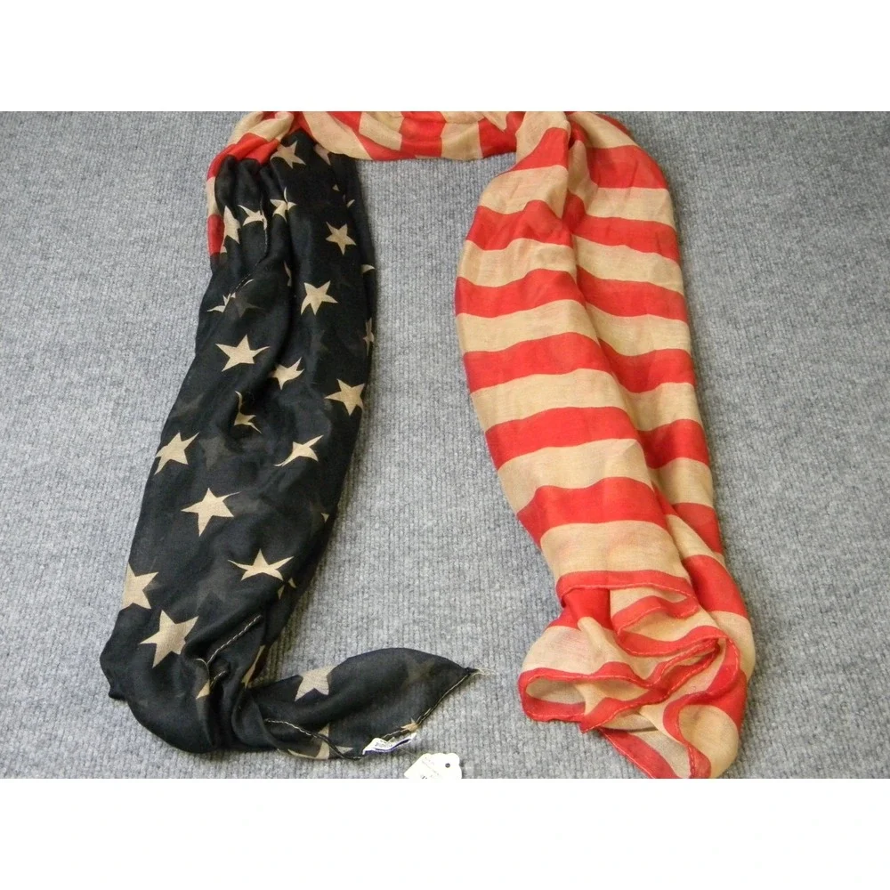 American Flag Infinity Scarf Red White Blue Stars Stripes 100% Viscose Patriotic